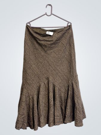Brauner Tweed-Midi-Rock
