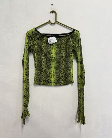 PUNKRAVE Snake Print Long Sleeve Mesh Top