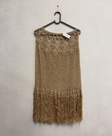 Beige Häkel-Fransen Tanktop NS-12890