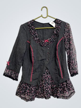 Bluse mit grauem Blumenmuster für Damen