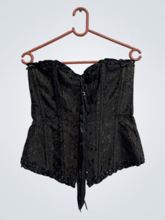 Schwarzes Jacquard-Corsett mit Bänderschnürung