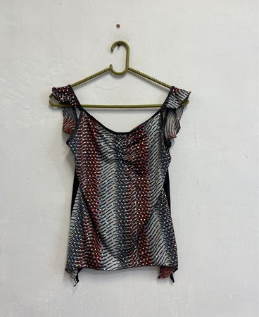 Wellenförmiger Druck Pailletten-Top