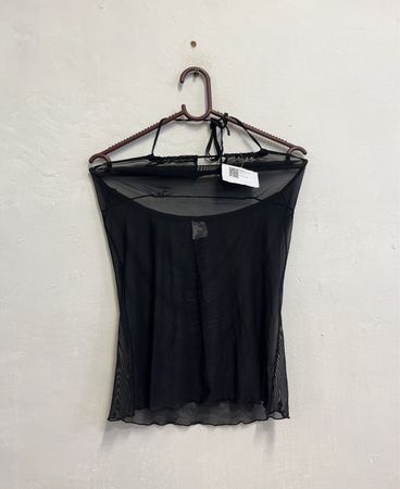 Schwarzes transparentes Haltertop