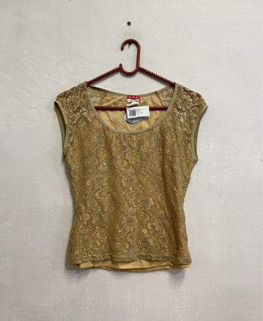 G.A.S. Gold Lace Cap Sleeve Top