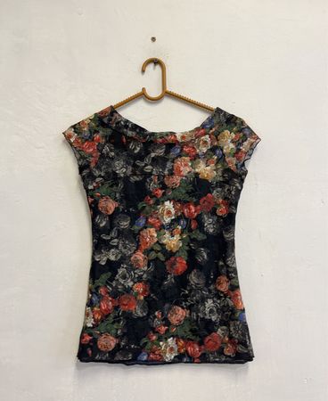 nun a lie florales Druck durchsichtiges Top
