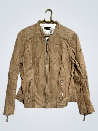 CABRINI Damen Braun Kunstleder Motorradjacke
