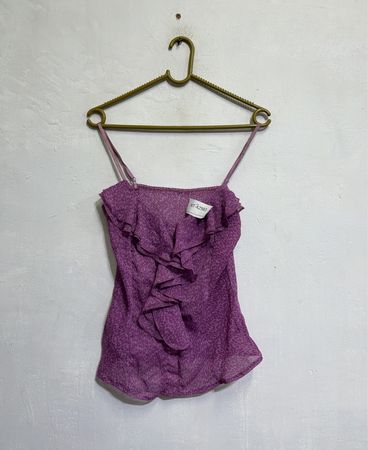 Lila Rüschen Leopardenmuster Cami Top