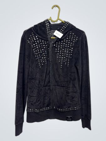 Guess Schwarzer Nieten Velours Hoodie