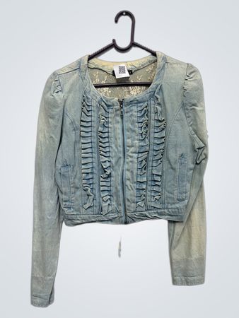 nora.z Damen Jeansblaues Denim-Schnürjacke
