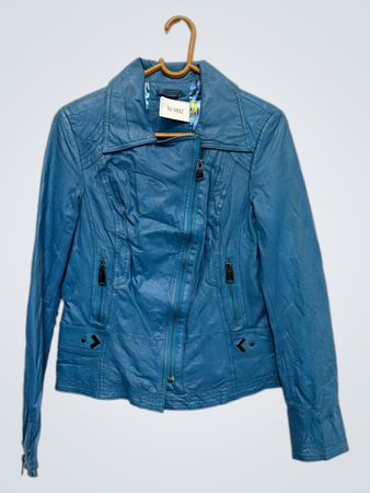 GREEN WORLD Blaue Lederjacke