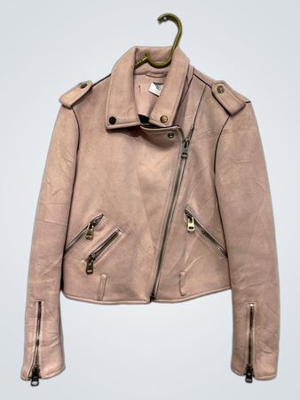 Rosa Wildleder Bikerjacke
