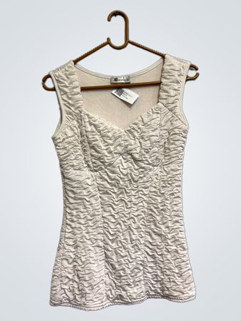 K Woman Weiß Gerüschtes Ärmelloses Top