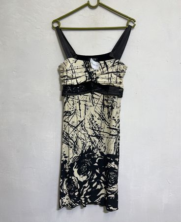 Coveri Factory Kleid mit Rosen- und Spritzdruck