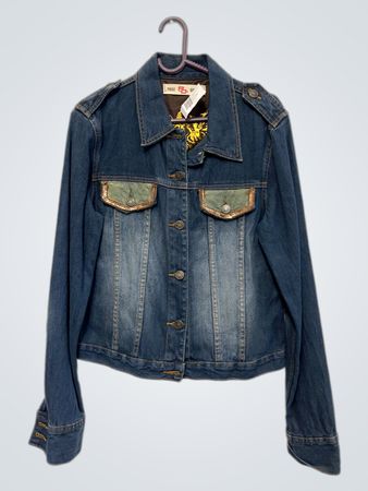 Pure Oxygen Denim-Jacke mit Engel-Grafik