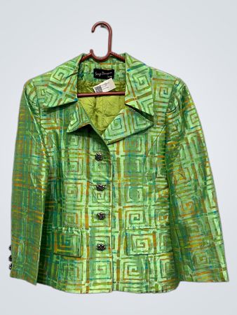 Serge Donguin Paris Grüner Geometrischer Druck Blazer