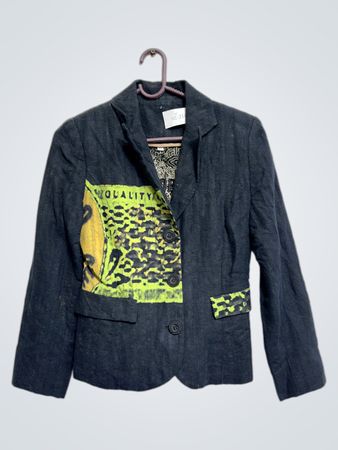 S'NOB schwarzer Blazer mit grafischem Druck