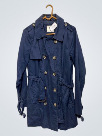 Marineblauer zweireihiger Trenchcoat
