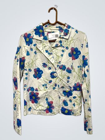 Weißer Blazer mit floralem Druck