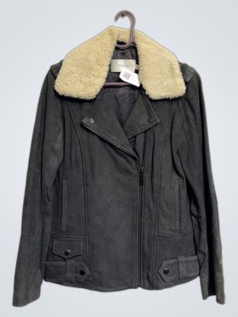STAND Shearling Collar Moto Jacket