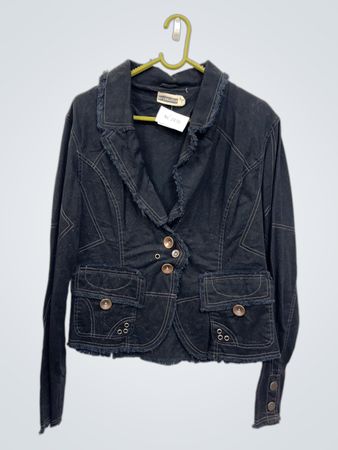 KY CREATION Damen schwarze Denimjacke NC-2470