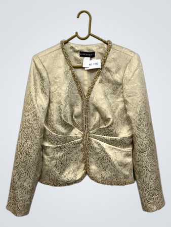 Cachet Damen Beaded Metallic Jacquard Blazer