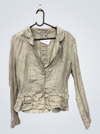 Fredda Women's Beige Linen Ruffle Blazer