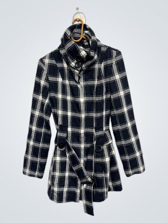 Seductions Plaid Gürtelter Wollmischmantel