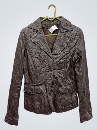 Brauner Kunstleder-Blazer