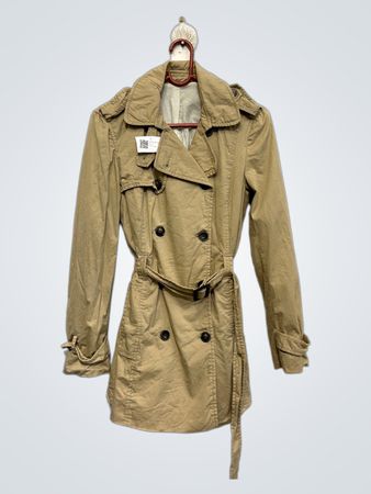 Beige Doppelreihiger Trenchcoat mit Gürtel