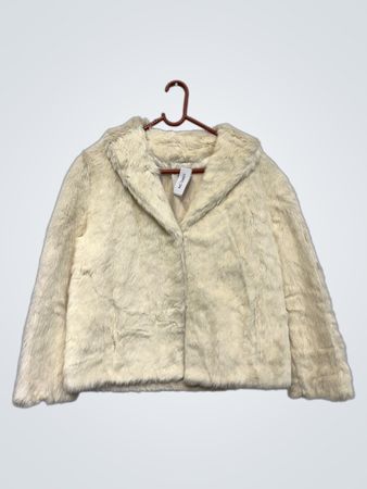 Cremfarbene Kunstpelzjacke