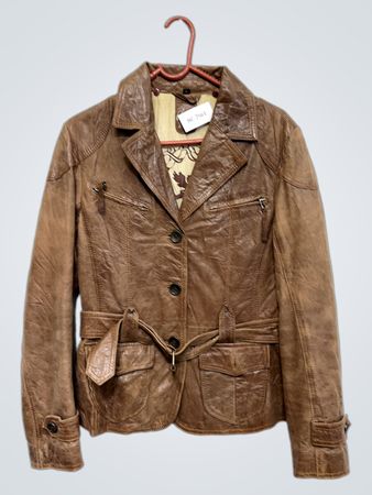 Gipsy Braun Leder Geknöpfter Jacke