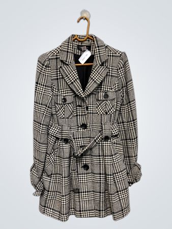 indieindustries Hahnentastenmuster Gürteltrenchcoat
