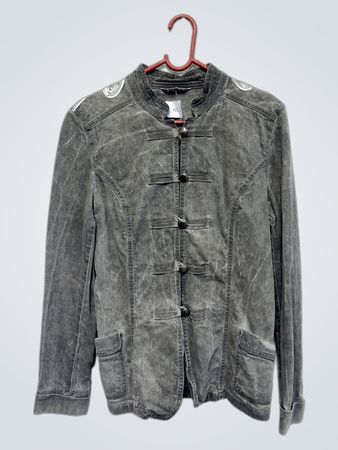 Graue Jacke mit Stehkragen
