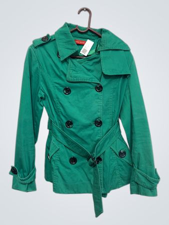 Tina Mode Grüner Doppelbreasted Trenchcoat