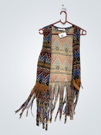 SHE MOOD Kunst-Kollektion Weste mit Fransen