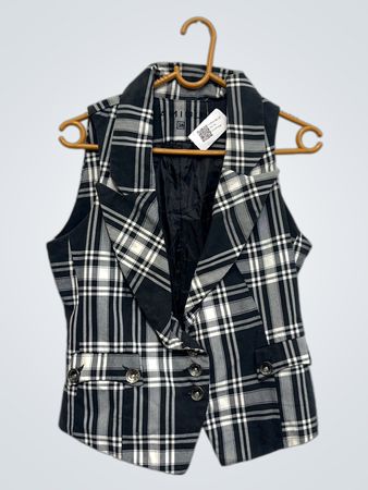 AMISU Karierter ärmelloser Blazer
