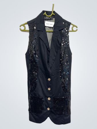 Be Ten Kollektion Schwarzes Ärmelloses Top mit Pailletten