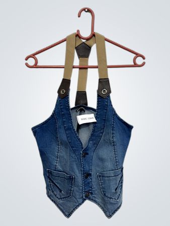 Cherry Diffusion Jeans Tragen Denim Weste mit Hosenträgern