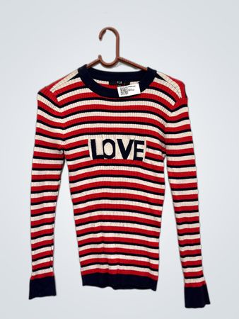 FLA gestreifter Pullover mit "LOVE" Grafik