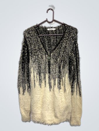Beaut'e Fashion Damen Fuzzy Ombre Zip-Up Pullover