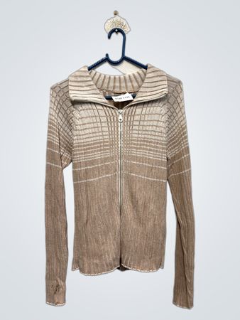Damen-Zip-Up-Rippstrickpullover