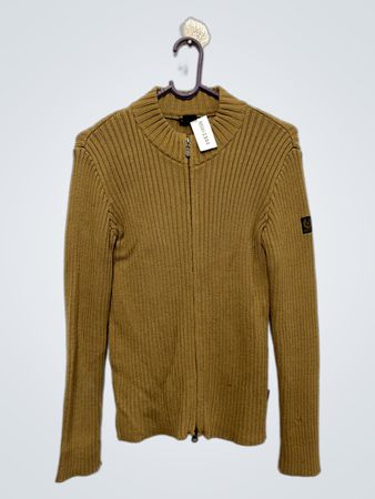 Belstaff Brauner gerippter Reißverschluss-Pullover