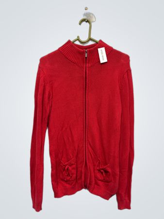 NafNaf Roter Zip-Up Pullover mit Taschen