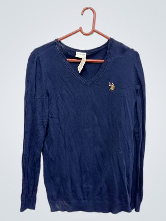 U.S. POLO ASSN. Navy Blau V-Ausschnitt Langarmpullover