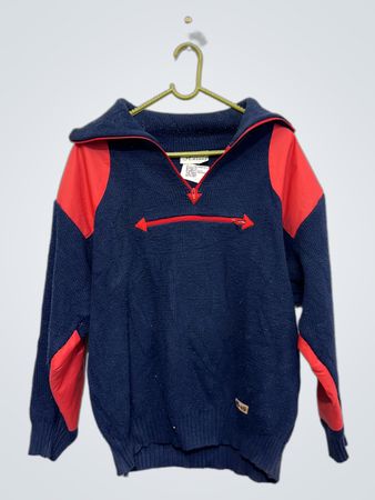 Huralp Marineblau und Rot 1/4 Zip Pullover
