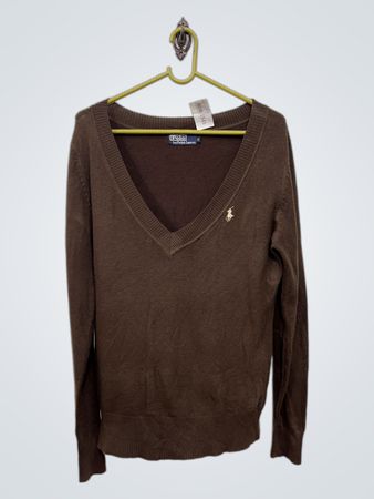Polo by Ralph Lauren Brauner V-Ausschnitt-Pullover