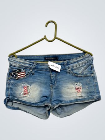 Misstwo Jeans Damen Denim Shorts mit American Flag Detail