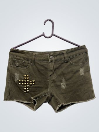 Denim Co. Olivgrüne Nieten-Shorts