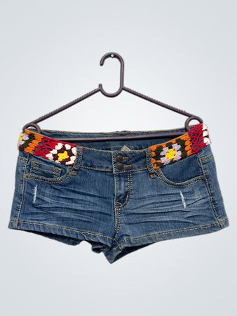 Denim Co. Damen Häkel Gürtel Denim Shorts