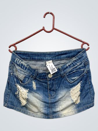 Distressed Denim Minirock
